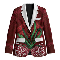 Rongoa Maori New Zealand Harakeke Blazer NZ Weaving Pattern Red LT14 Unisex Red - Polynesian Pride