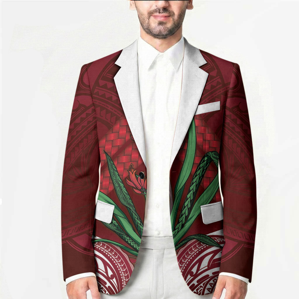 Rongoa Maori New Zealand Harakeke Blazer NZ Weaving Pattern Red LT14 - Polynesian Pride