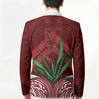 Rongoa Maori New Zealand Harakeke Blazer NZ Weaving Pattern Red LT14 - Polynesian Pride