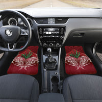 Rongoa Maori New Zealand Harakeke Car Mats NZ Weaving Pattern Red LT14 Set 2pcs - Front Red - Polynesian Pride