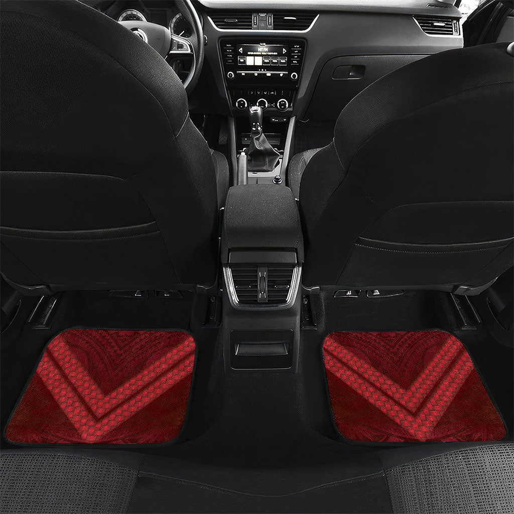 Rongoa Maori New Zealand Harakeke Car Mats NZ Weaving Pattern Red LT14 Set 2pcs - Back Red - Polynesian Pride