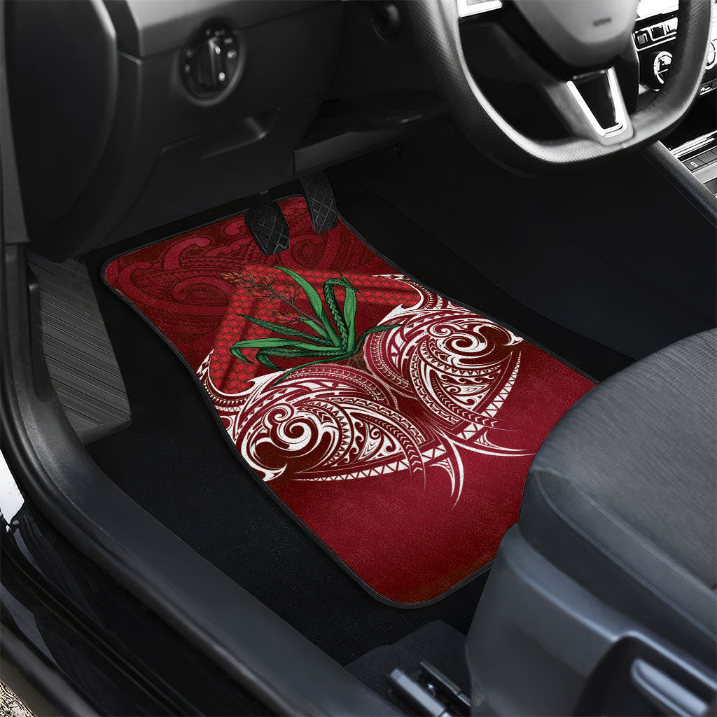 Rongoa Maori New Zealand Harakeke Car Mats NZ Weaving Pattern Red LT14 - Polynesian Pride