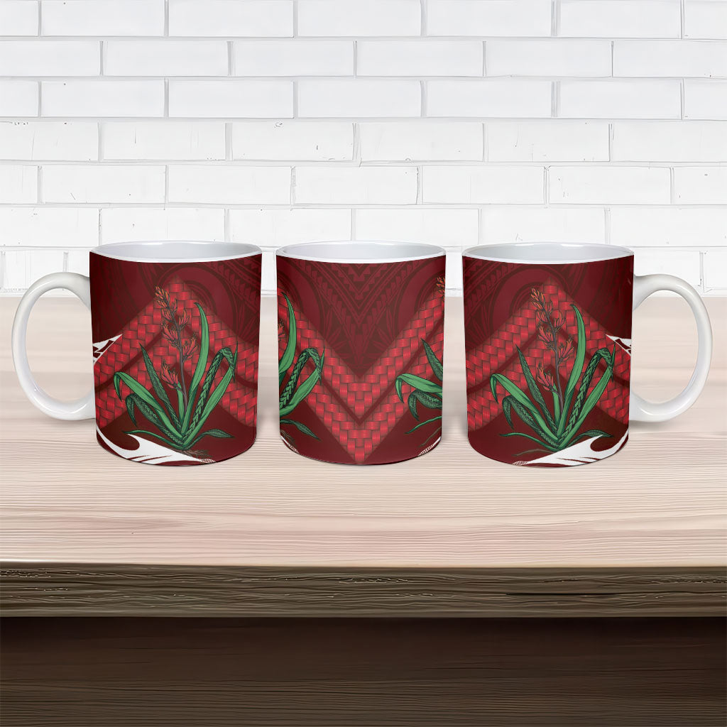 Rongoa Maori New Zealand Harakeke Ceramic Mug NZ Weaving Pattern Red LT14 - Polynesian Pride