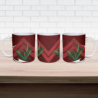 Rongoa Maori New Zealand Harakeke Ceramic Mug NZ Weaving Pattern Red LT14 - Polynesian Pride