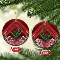 Rongoa Maori New Zealand Harakeke Ceramic Ornament NZ Weaving Pattern Red LT14 Circle Red - Polynesian Pride