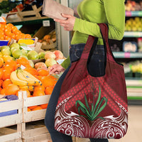 Rongoa Maori New Zealand Harakeke Grocery Bag NZ Weaving Pattern Red LT14 - Polynesian Pride