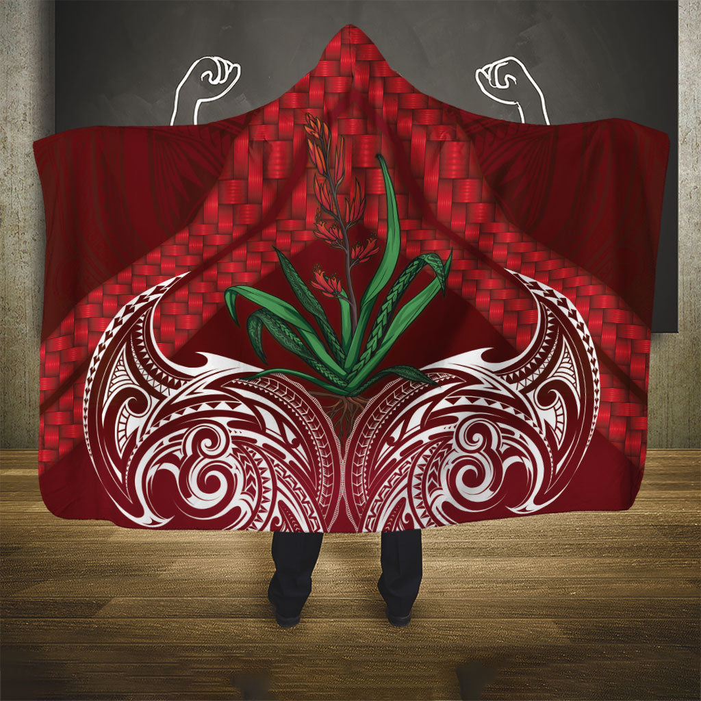 Rongoa Maori New Zealand Harakeke Hooded Blanket NZ Weaving Pattern Red LT14 - Polynesian Pride