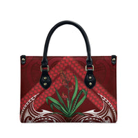Rongoa Maori New Zealand Harakeke Leather Bag NZ Weaving Pattern Red LT14 - Polynesian Pride