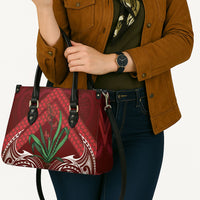 Rongoa Maori New Zealand Harakeke Leather Bag NZ Weaving Pattern Red LT14 - Polynesian Pride