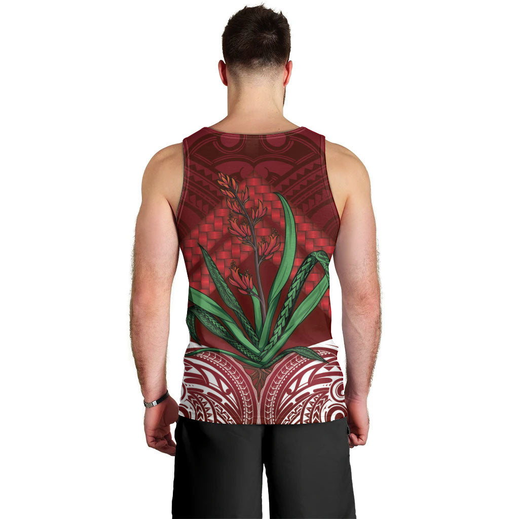 Rongoa Maori New Zealand Harakeke Men Tank Top NZ Weaving Pattern Red LT14 - Polynesian Pride