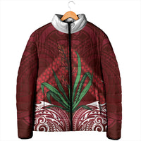 Rongoa Maori New Zealand Harakeke Padded Jacket NZ Weaving Pattern Red LT14 - Polynesian Pride