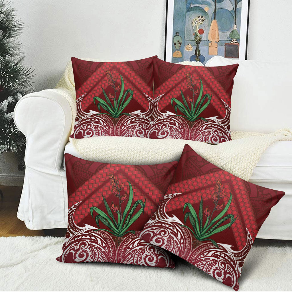 Rongoa Maori New Zealand Harakeke Pillow Cover NZ Weaving Pattern Red LT14 - Polynesian Pride