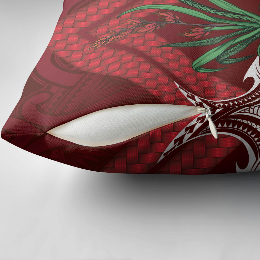 Rongoa Maori New Zealand Harakeke Pillow Cover NZ Weaving Pattern Red LT14 - Polynesian Pride