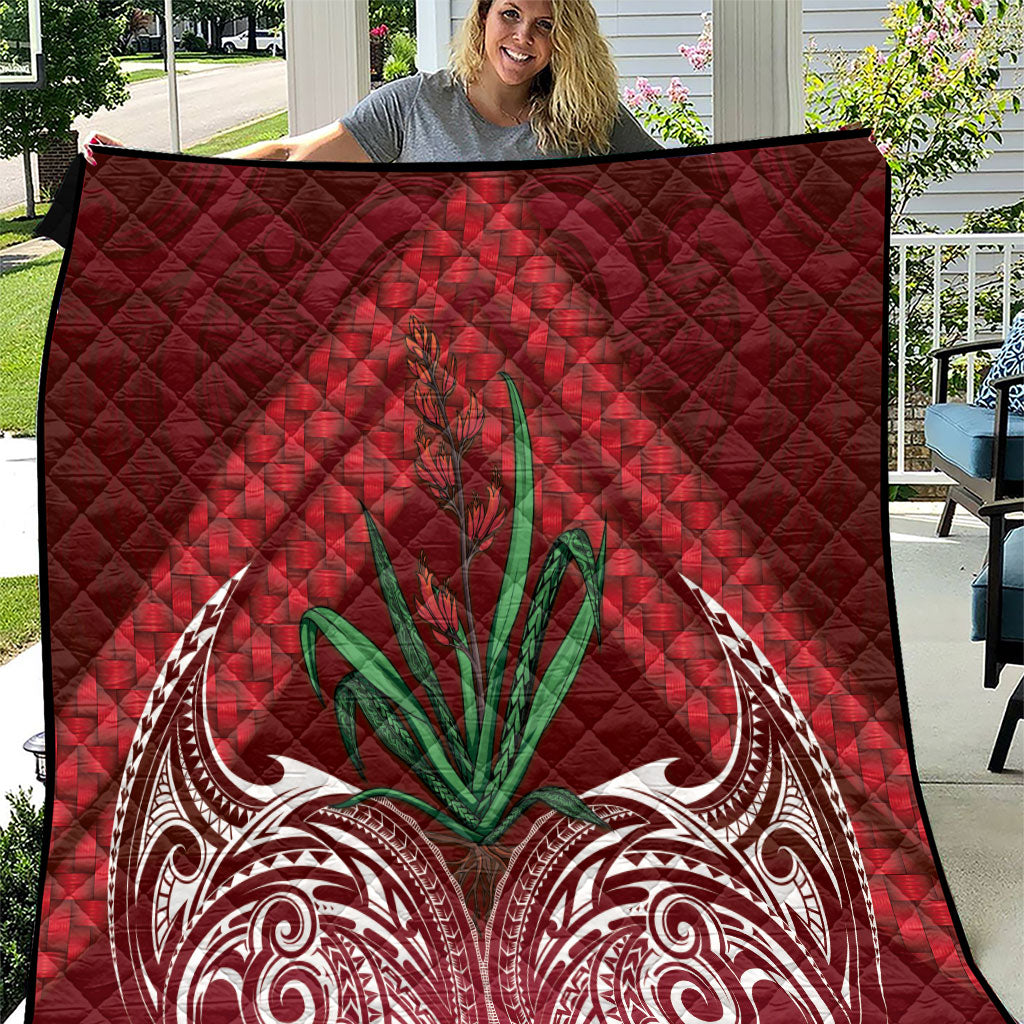 Rongoa Maori New Zealand Harakeke Quilt NZ Weaving Pattern Red LT14 Red - Polynesian Pride