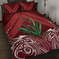 Rongoa Maori New Zealand Harakeke Quilt Bed Set NZ Weaving Pattern Red LT14 Red - Polynesian Pride