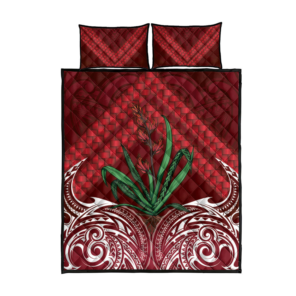 Rongoa Maori New Zealand Harakeke Quilt Bed Set NZ Weaving Pattern Red LT14 - Polynesian Pride