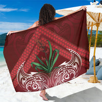 Rongoa Maori New Zealand Harakeke Sarong NZ Weaving Pattern Red LT14 One Size 44 x 66 inches Red - Polynesian Pride