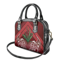 Rongoa Maori New Zealand Harakeke Shoulder Handbag NZ Weaving Pattern Red LT14 - Polynesian Pride