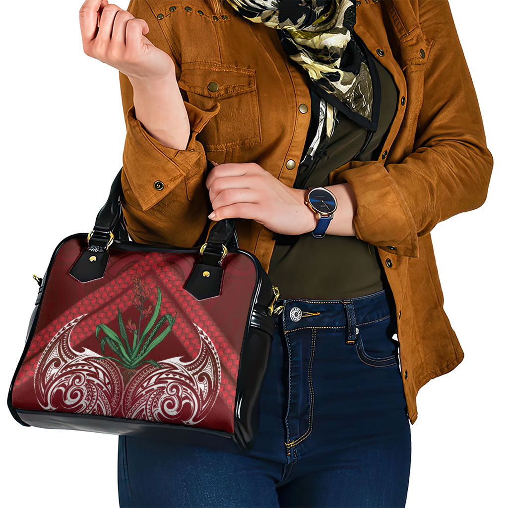 Rongoa Maori New Zealand Harakeke Shoulder Handbag NZ Weaving Pattern Red LT14 - Polynesian Pride