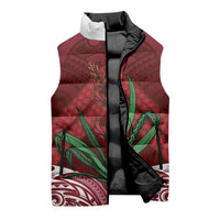 Rongoa Maori New Zealand Harakeke Sleeveless Puffer Jacket NZ Weaving Pattern Red LT14 - Polynesian Pride