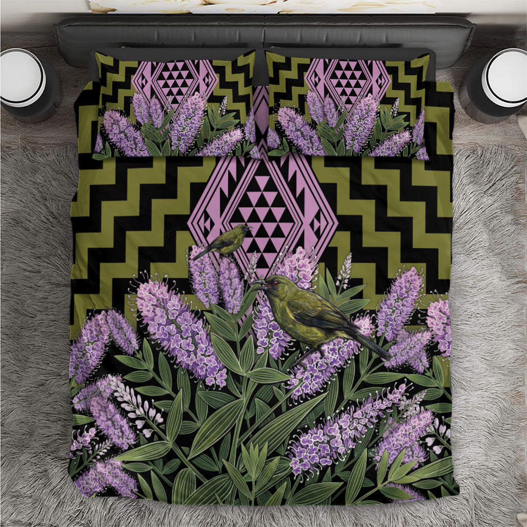 Rongoa Maori New Zealand Koromiko Bedding Set NZ Hebe Korimako Bellbird Poutama LT14 Green - Polynesian Pride