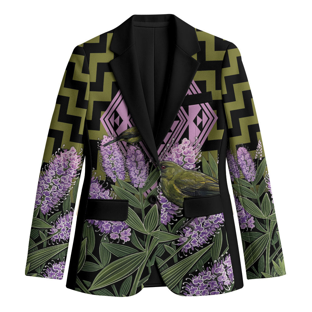 Rongoa Maori New Zealand Koromiko Blazer NZ Hebe Korimako Bellbird Poutama LT14 Unisex Green - Polynesian Pride