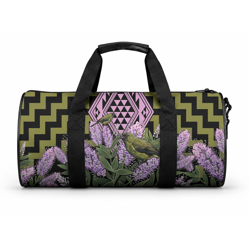 Rongoa Maori New Zealand Koromiko Duffle Bag NZ Hebe Korimako Bellbird Poutama LT14 One size Green - Polynesian Pride