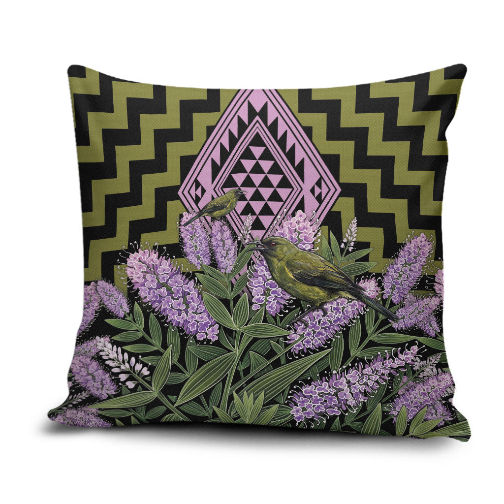 Rongoa Maori New Zealand Koromiko Pillow Cover NZ Hebe Korimako Bellbird Poutama LT14 Green - Polynesian Pride