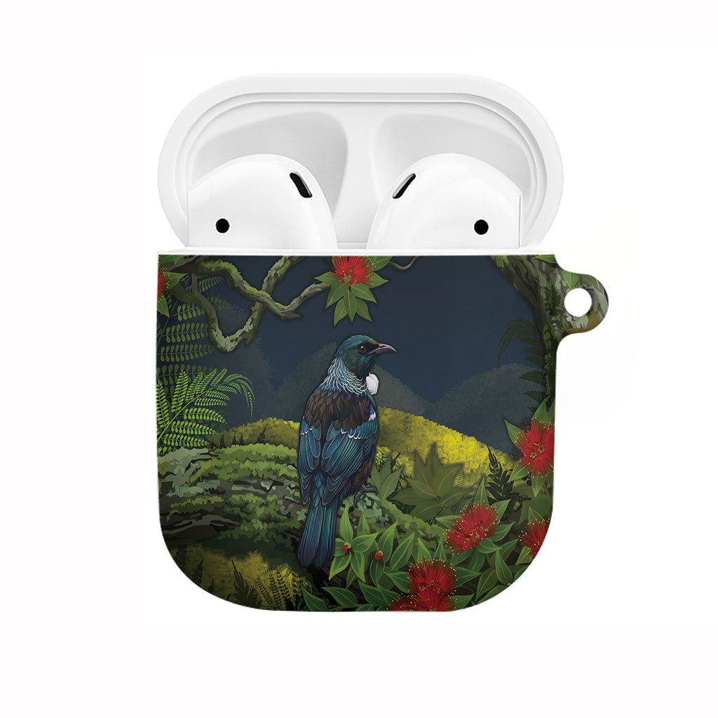 Rongoa Maori New Zealand Rata AirPods Case NZ Tui Bird Forest Vibes LT14 Green - Polynesian Pride