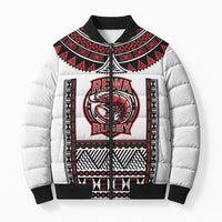 Fiji Rewa Rugby Custom Bomber Puffer Jacket Go Champions Fijian Tapa Pattern LT14 Unisex White - Polynesian Pride