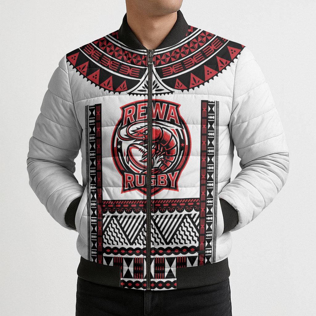 Fiji Rewa Rugby Custom Bomber Puffer Jacket Go Champions Fijian Tapa Pattern LT14 - Polynesian Pride