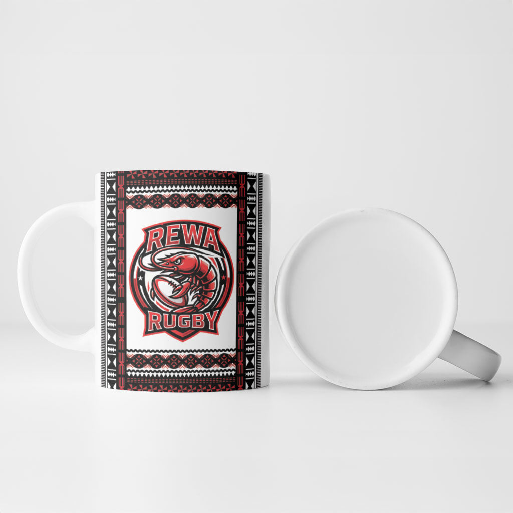 Fiji Rewa Rugby Custom Ceramic Mug Go Champions Fijian Tapa Pattern LT14 - Polynesian Pride