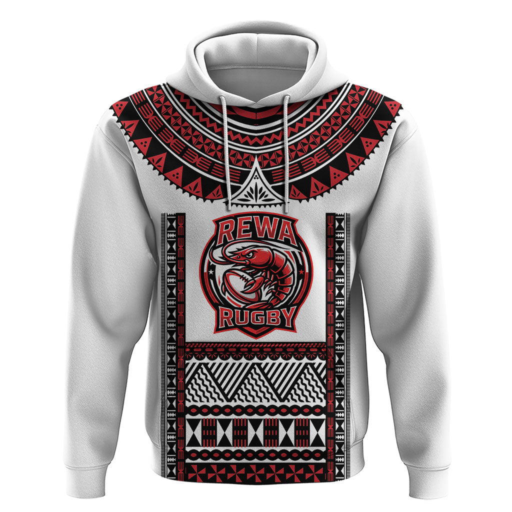Fiji Rewa Rugby Custom Hoodie Go Champions Fijian Tapa Pattern LT14 Pullover Hoodie White - Polynesian Pride