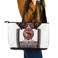 Fiji Rewa Rugby Custom Leather Tote Bag Go Champions Fijian Tapa Pattern LT14 - Polynesian Pride