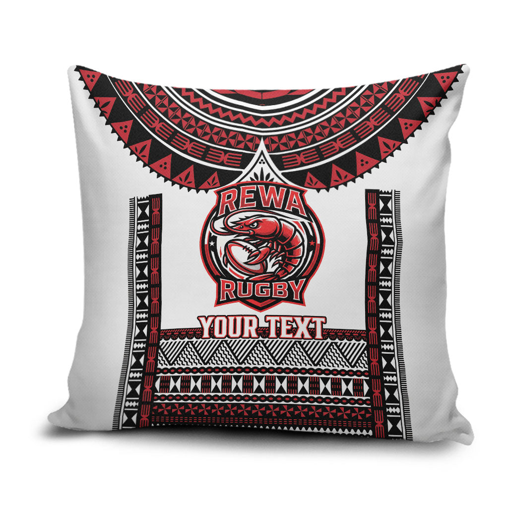 Fiji Rewa Rugby Custom Pillow Cover Go Champions Fijian Tapa Pattern LT14 White - Polynesian Pride