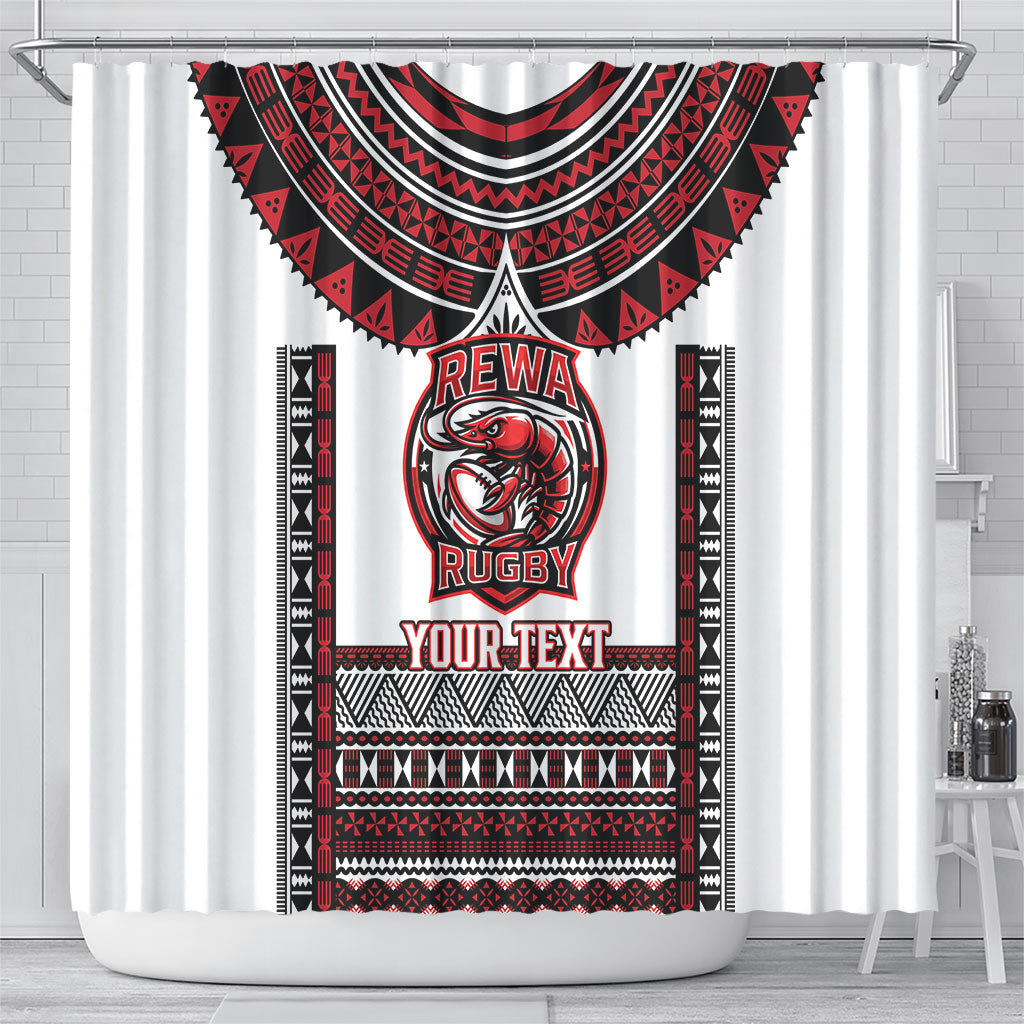 Fiji Rewa Rugby Custom Shower Curtain Go Champions Fijian Tapa Pattern LT14 - Polynesian Pride