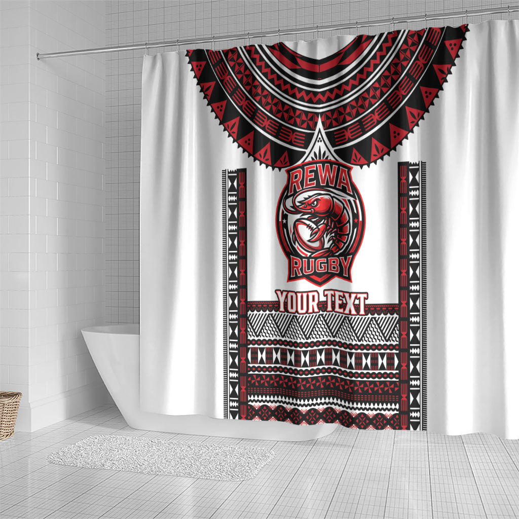 Fiji Rewa Rugby Custom Shower Curtain Go Champions Fijian Tapa Pattern LT14 - Polynesian Pride