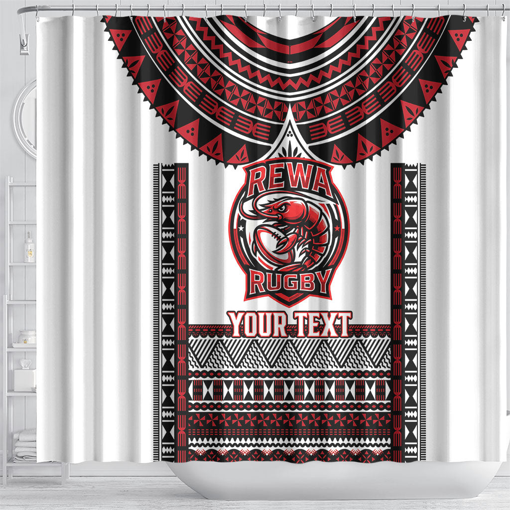 Fiji Rewa Rugby Custom Shower Curtain Go Champions Fijian Tapa Pattern LT14 - Polynesian Pride