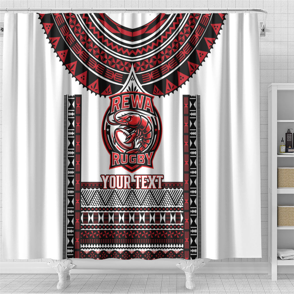 Fiji Rewa Rugby Custom Shower Curtain Go Champions Fijian Tapa Pattern LT14 - Polynesian Pride