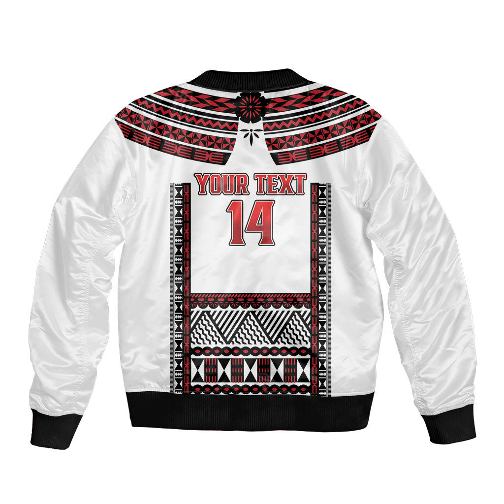 Fiji Rewa Rugby Custom Sleeve Zip Bomber Jacket Go Champions Fijian Tapa Pattern LT14 - Polynesian Pride