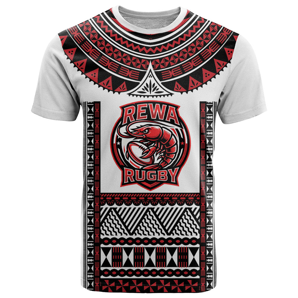 Fiji Rewa Rugby Custom T Shirt Go Champions Fijian Tapa Pattern LT14 White - Polynesian Pride