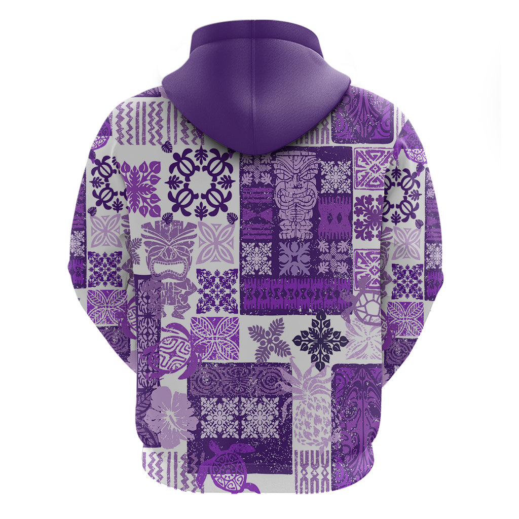 Hawaiian Quilt Hoodie Tiki Tropical Retro Purple Version LT14 - Polynesian Pride
