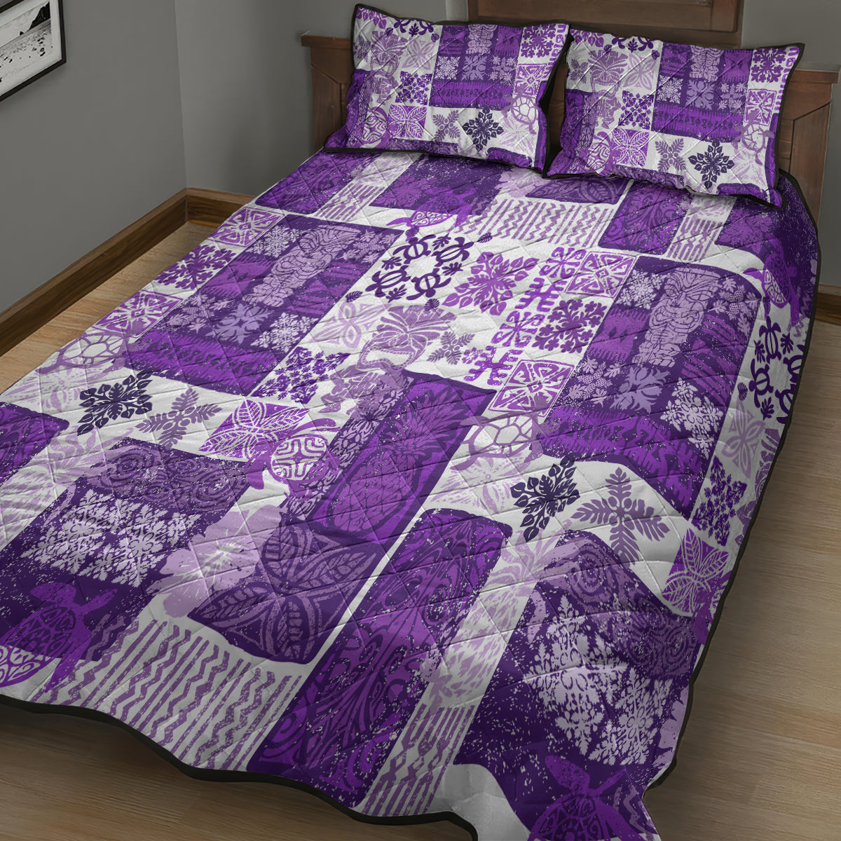Hawaiian Quilt Quilt Bed Set Tiki Tropical Retro Purple Version LT14 - Polynesian Pride
