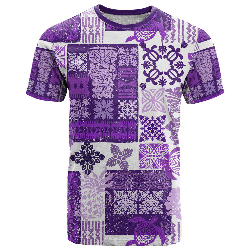 Hawaiian Quilt T Shirt Tiki Tropical Retro Purple Version LT14 Purple - Polynesian Pride