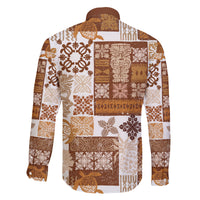 Hawaiian Quilt Family Matching Puletasi Dress and Hawaiian Shirt Tiki Tropical Retro Brown Version LT14 - Polynesian Pride