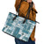 Hawaiian Quilt Leather Tote Bag Tiki Tropical Retro Dark Cyan Version LT14 - Polynesian Pride