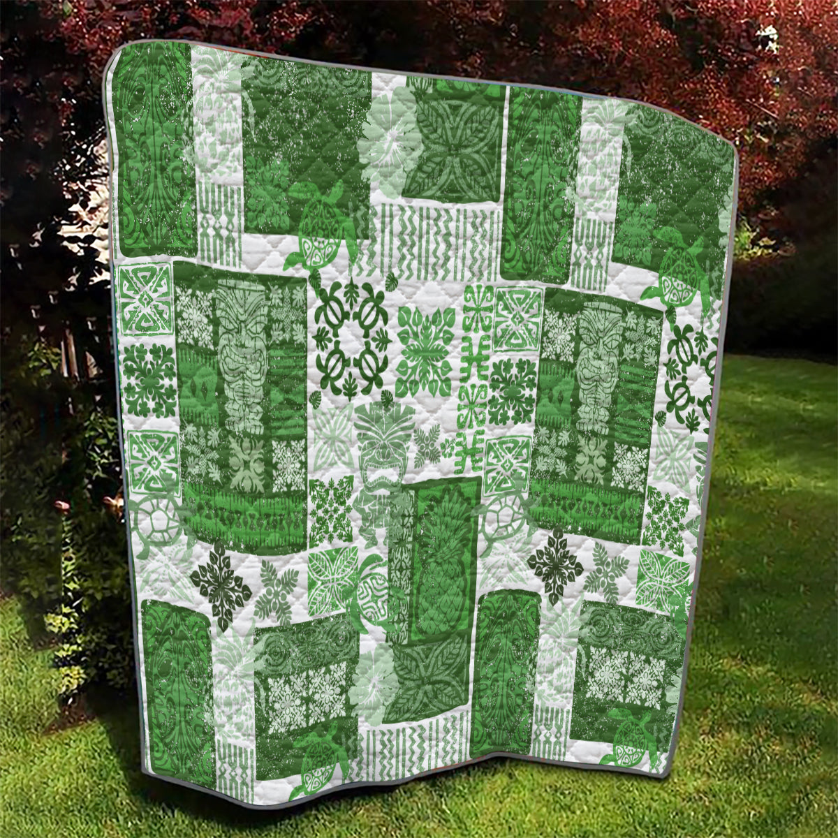 Hawaiian Quilt Quilt Tiki Tropical Retro Green Version LT14 - Polynesian Pride