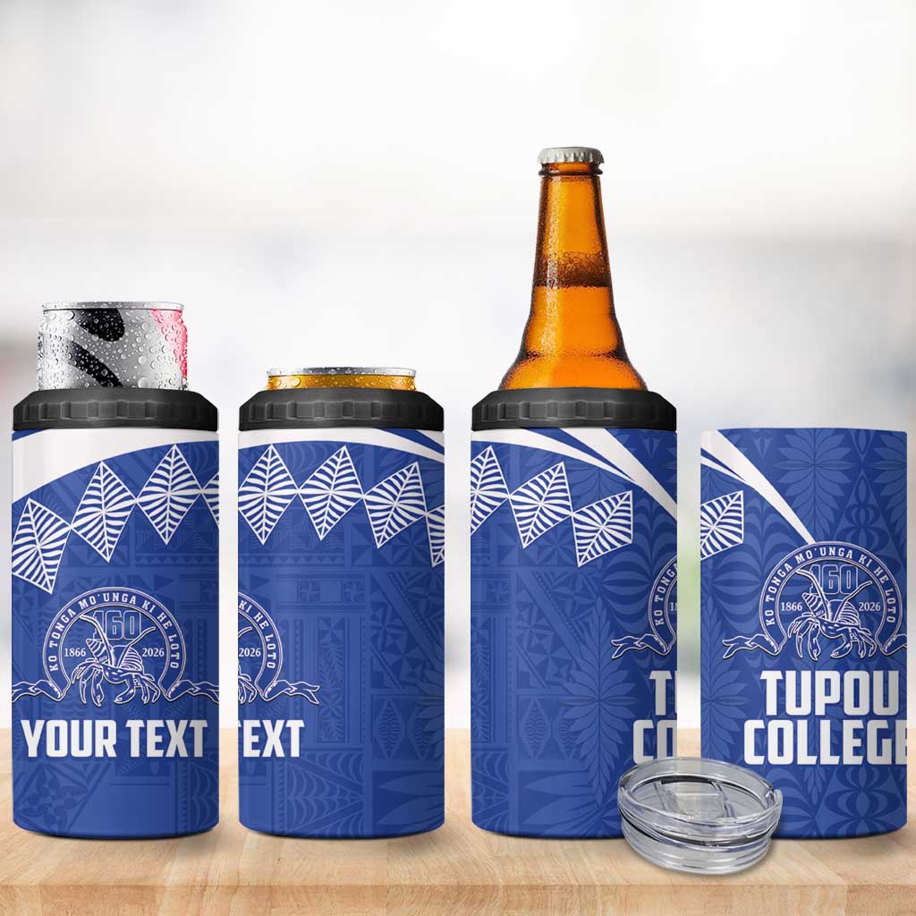 Personalised Tonga Tupou College Toloa 4 in 1 Can Cooler Tumbler 160 Years Anniversary Tongan Ngatu Pattern