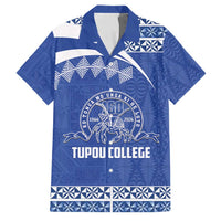Personalised Tonga Tupou College Toloa Family Matching Summer Maxi Dress and Hawaiian Shirt 160 Years Anniversary Tongan Ngatu Pattern LT14 Dad's Shirt - Short Sleeve Blue - Polynesian Pride