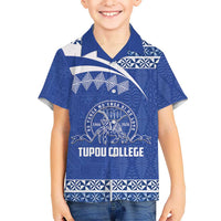 Personalised Tonga Tupou College Toloa Family Matching Summer Maxi Dress and Hawaiian Shirt 160 Years Anniversary Tongan Ngatu Pattern LT14 Son's Shirt Blue - Polynesian Pride